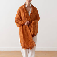 Linen Fringe Shawl - Cinnamon