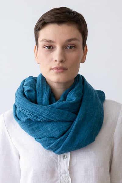 Linen Scarf - Sea Blue