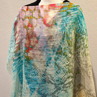 Linen Poncho - Turquise Blend