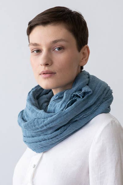 Linen Scarf - Deep Pool
