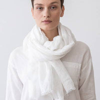 Linen Fringe Shawl - White