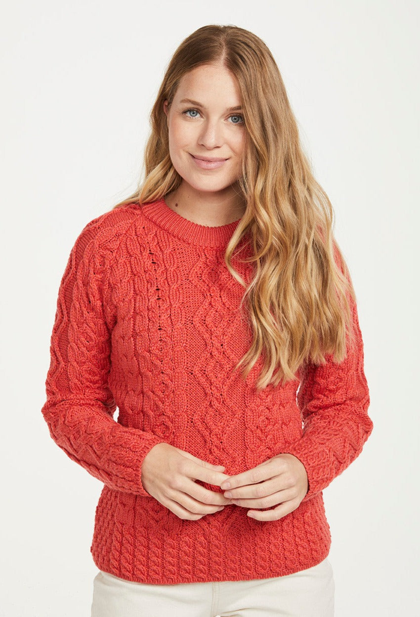 Aran - Sweater with Raglan Sleeve - Coral – Amos & Andes Canada Inc