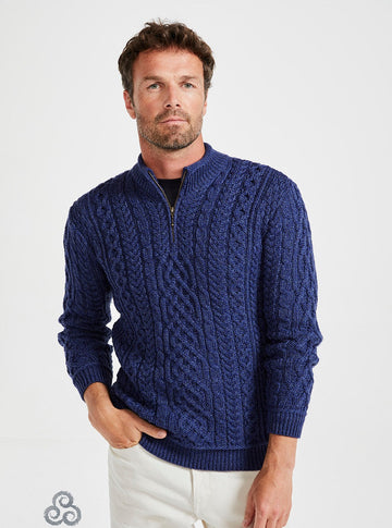 Aran - Half Zip Sweater - Dark Blue