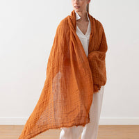 Linen Fringe Shawl - Cinnamon
