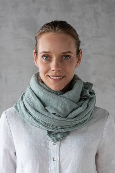 Linen Scarf - Moss Green