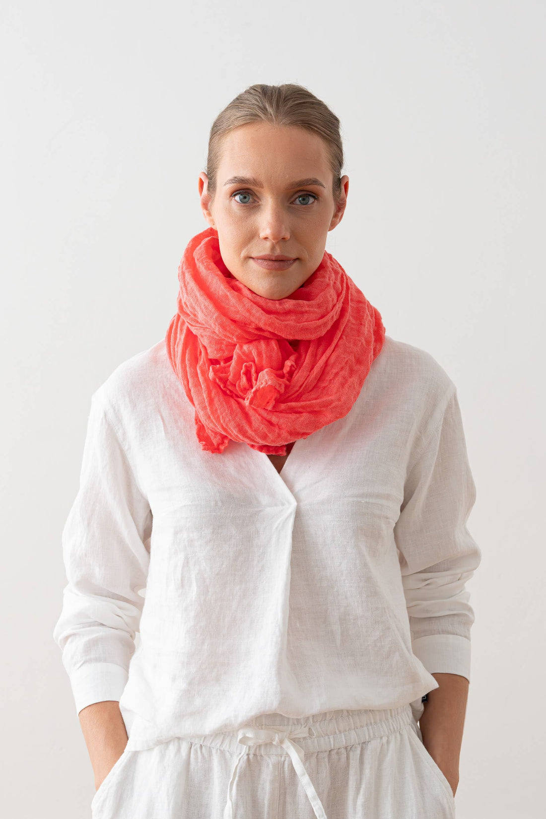 Linen Scarf - Coral