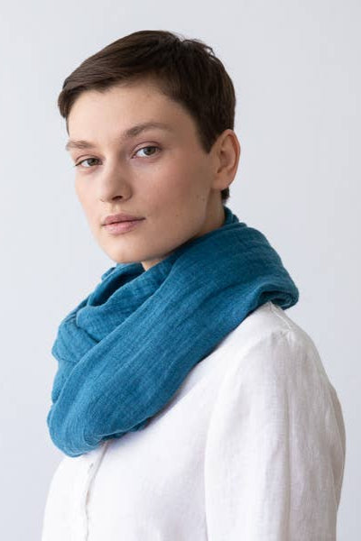 Linen Scarf - Sea Blue