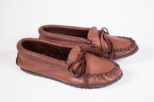 Handmade Deerskin Vibram Rubber sole Moccasin Brown