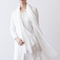 Linen Fringe Shawl - White