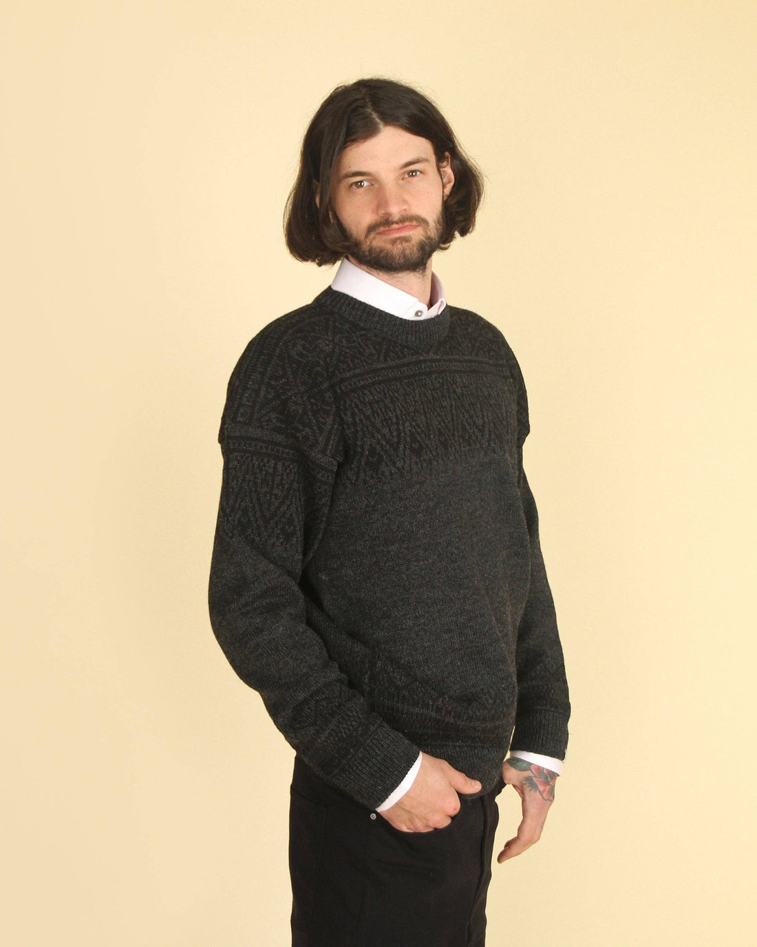 Susan Fosse - Askøy Men's Crew Neck Sweater - Navy