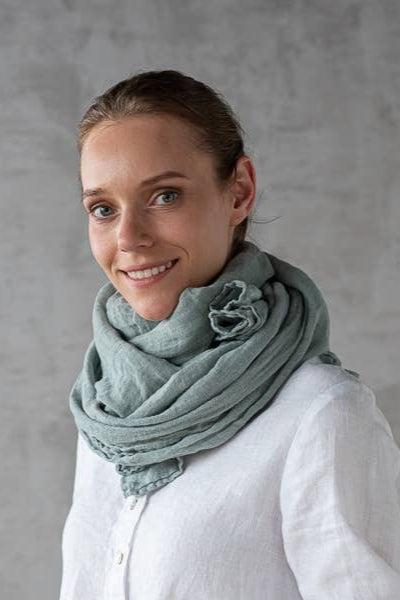 Linen Scarf - Moss Green