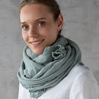 Linen Scarf - Moss Green