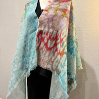 Linen Poncho - Turquise Blend