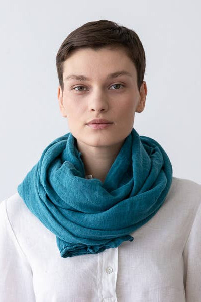 Linen Scarf - Marine Blue