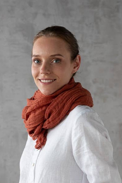 Linen Scarf - Brick