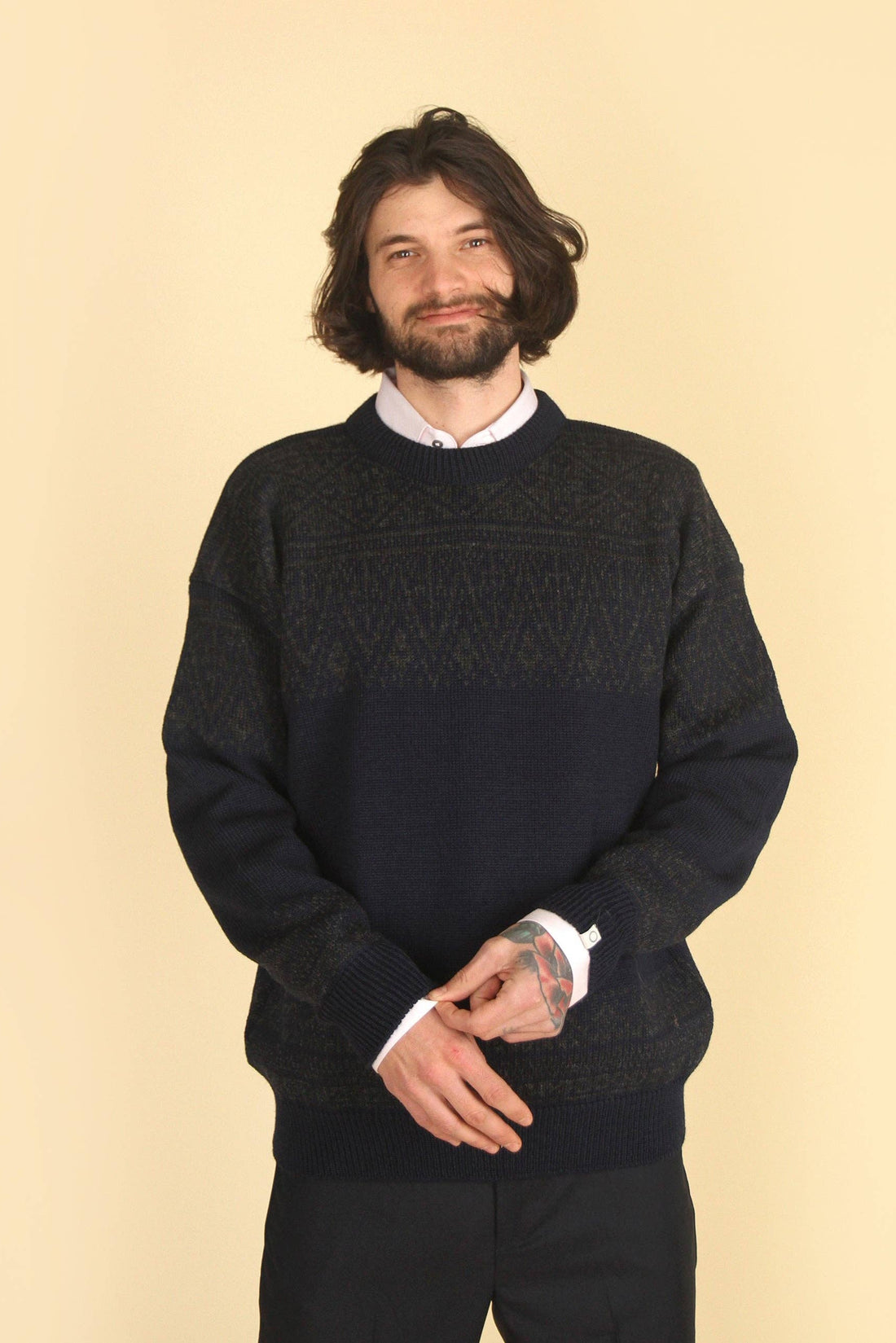 Susan Fosse - Askøy Men's Crew Neck Sweater - Navy