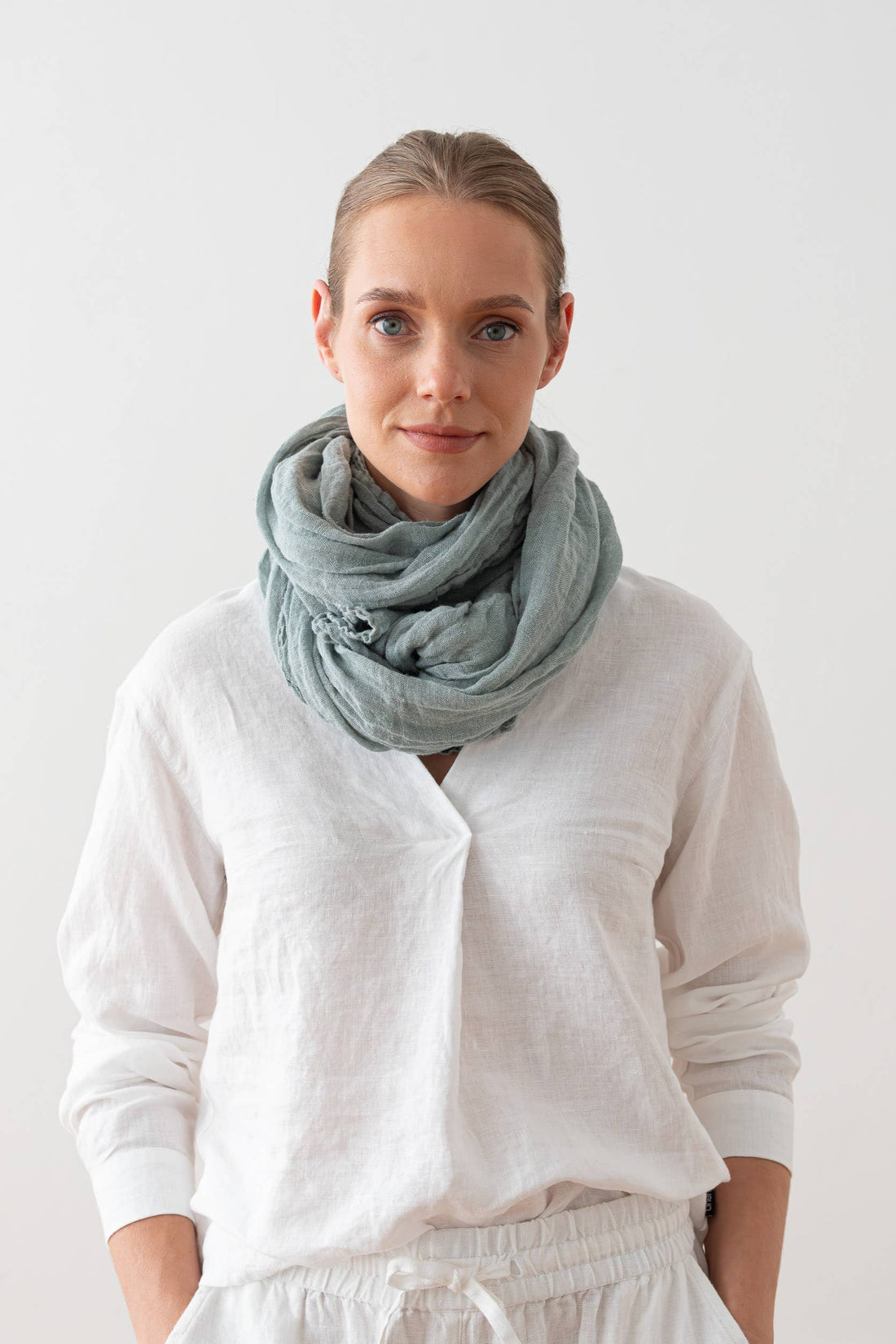 Linen Scarf - Stormy Sea