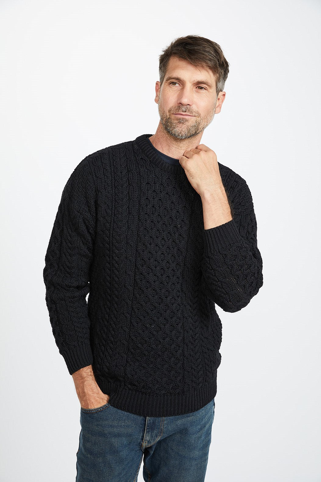Aran - Traditional Sweater - Navy XXL