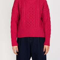 Liberty Diamond Crew Sweater in Bramble Berry from the front.