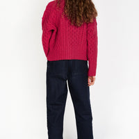 Liberty Diamond Crew Sweater in Bramble Berry from behind