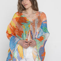 Linen Poncho - Orange