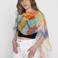Linen Poncho - Orange