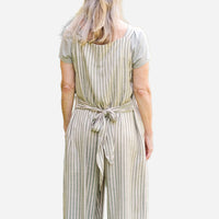 Meadow Stripe Jumpsuit - Sage