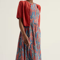Porthmeor Wave Dress - Red Hot Poker Dusk