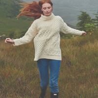 Aran - Merino Cowl Neck Sweater - White