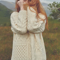 Aran - Merino Cowl Neck Sweater - White