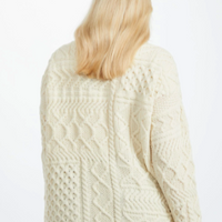 Aran - Merino Cowl Neck Sweater - White