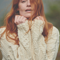 Aran - Merino Cowl Neck Sweater - White