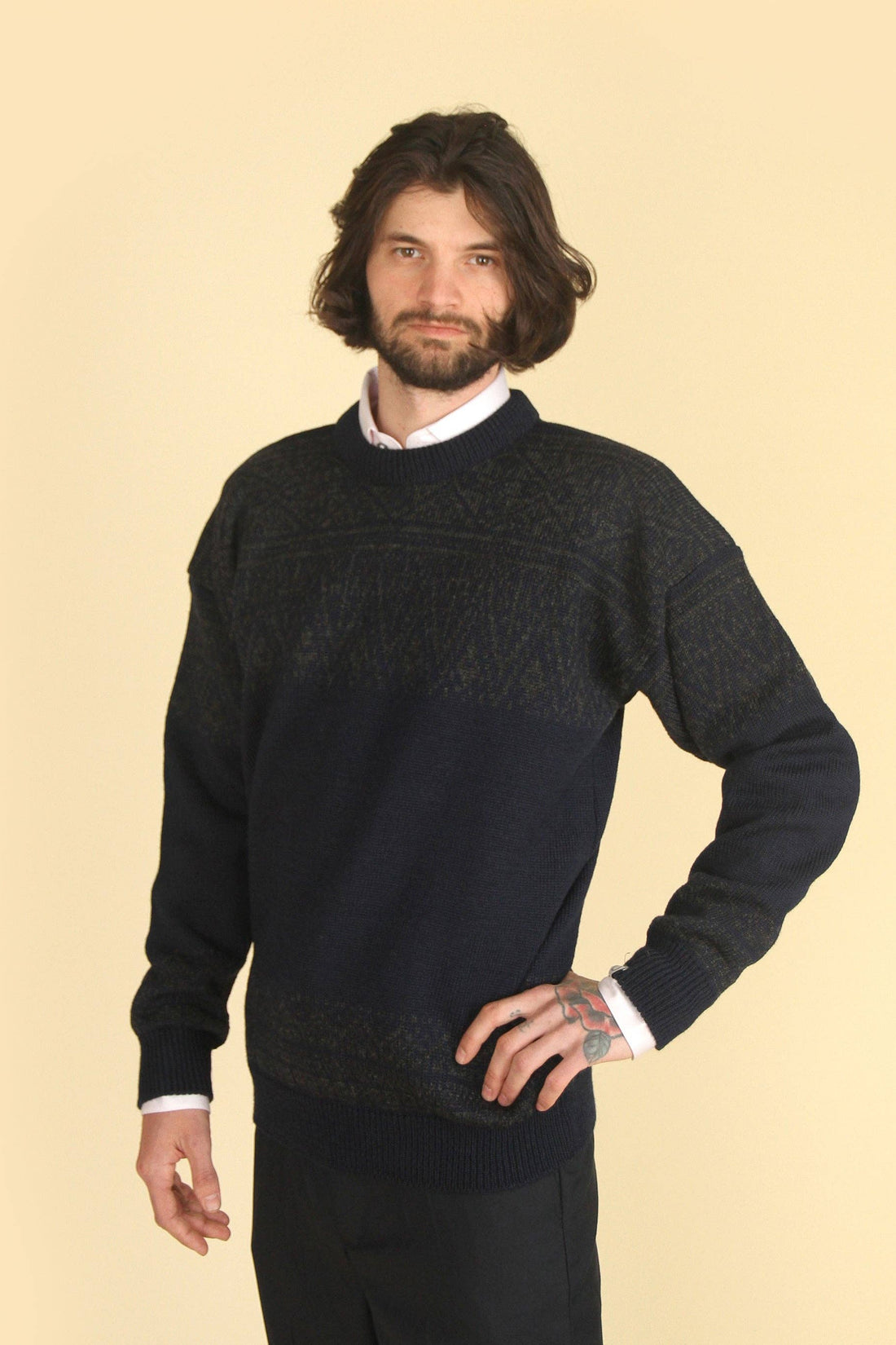 Susan Fosse - Askøy Men's Crew Neck Sweater - Navy