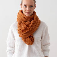 Linen Fringe Shawl - Cinnamon