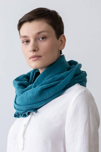 Linen Scarf - Marine Blue