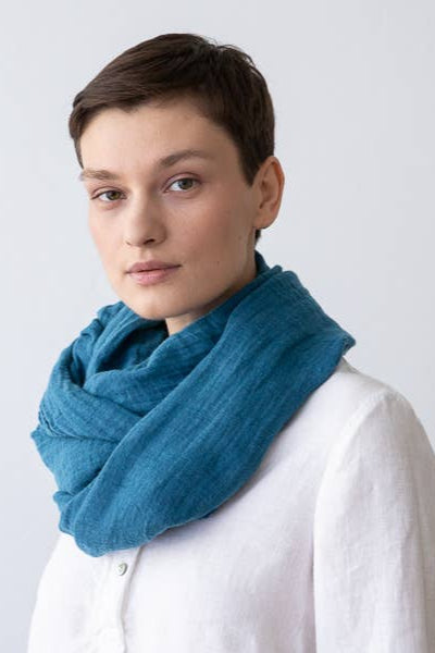 Linen Scarf - Sea Blue