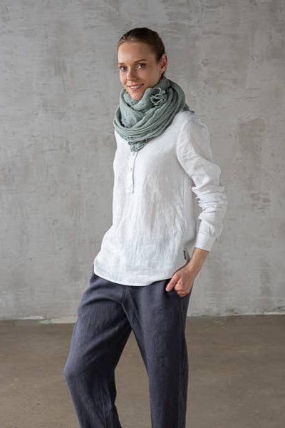 Linen Scarf - Moss Green