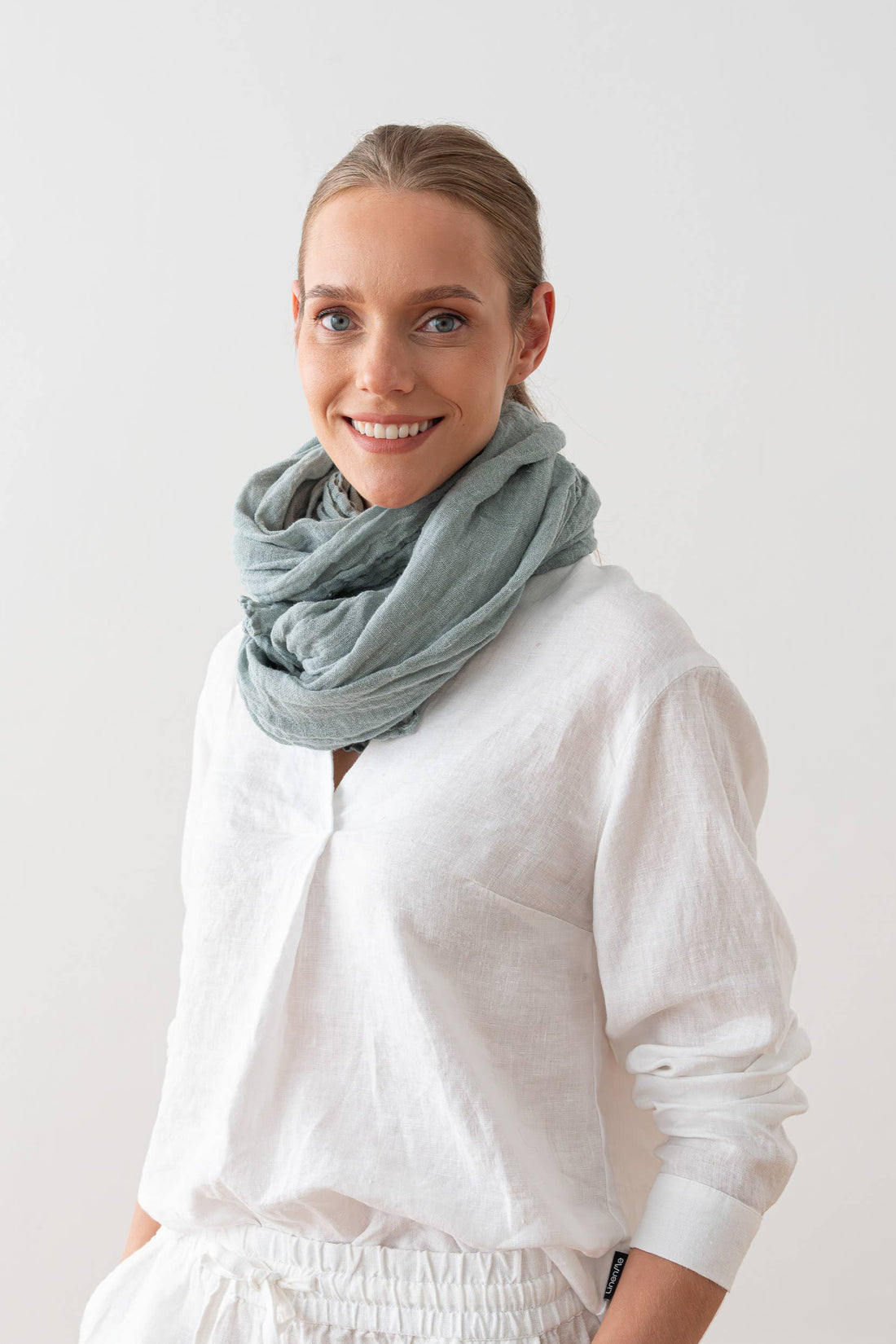 Linen Scarf - Stormy Sea