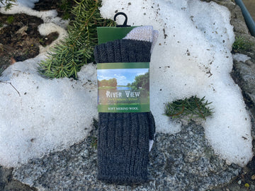 Irish - Merino Wool Socks - Charcoal/oatmeal