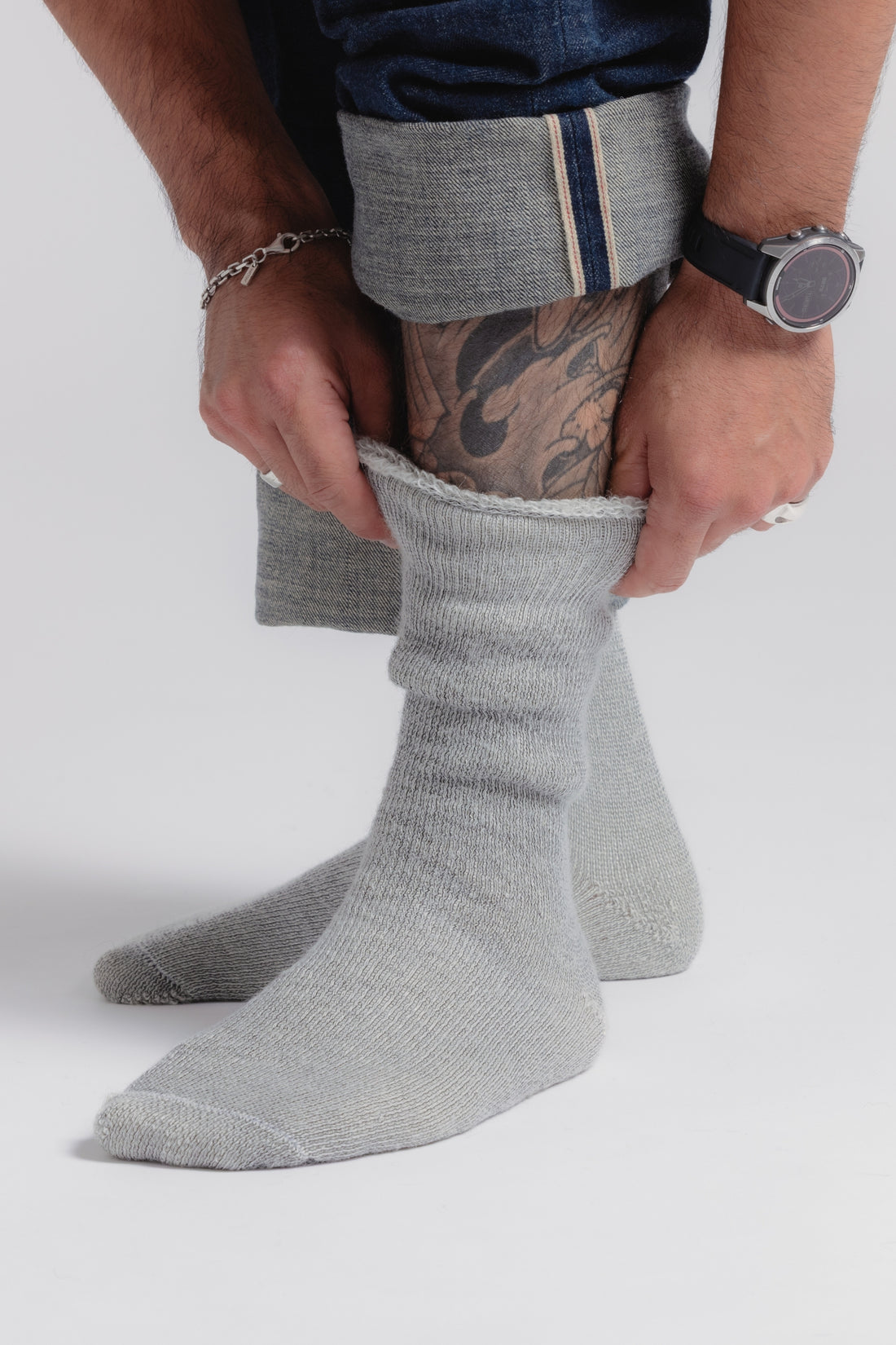 Thermohair - Mohair Socks - Grey & Natural