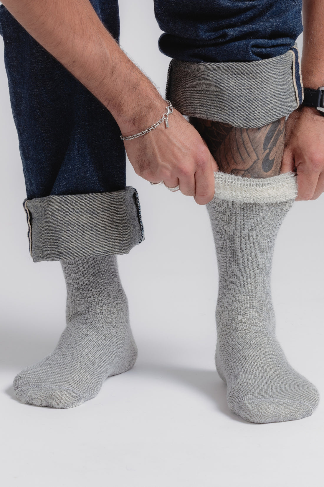 Thermohair - Mohair Socks - Grey & Natural