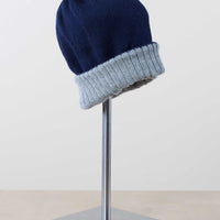 Reversible Alpaca Ski Hat - Navy/Silver