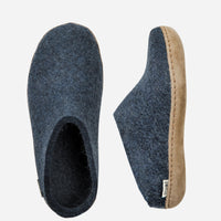 Glerups Unisex Slippers - Leather Soles - Denim