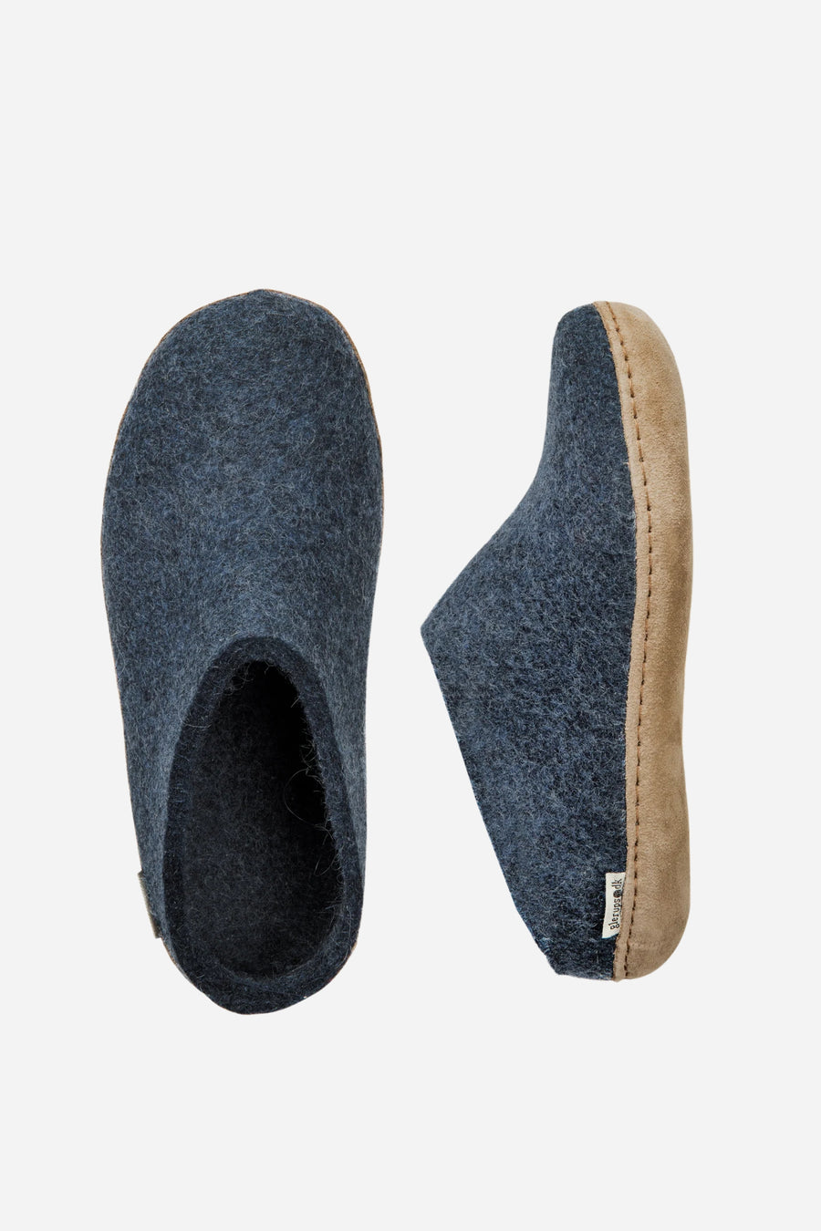 Glerups Unisex Slippers - Leather Soles - Denim