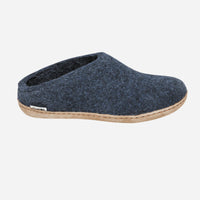 Glerups Unisex Slippers - Leather Soles - Denim