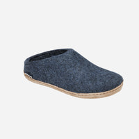 Glerups Unisex Slippers - Leather Soles - Denim