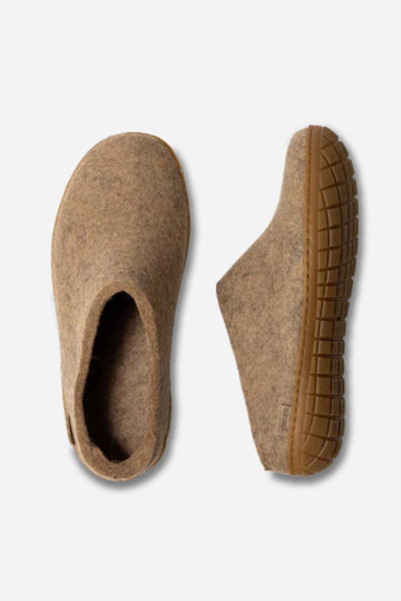 Glerups Unisex Slippers - Rubber Soles - Sand