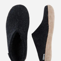 Glerups Unisex Slippers - Leather Soles - Charcoal