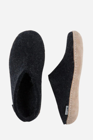 Glerups Unisex Slippers - Leather Soles - Charcoal