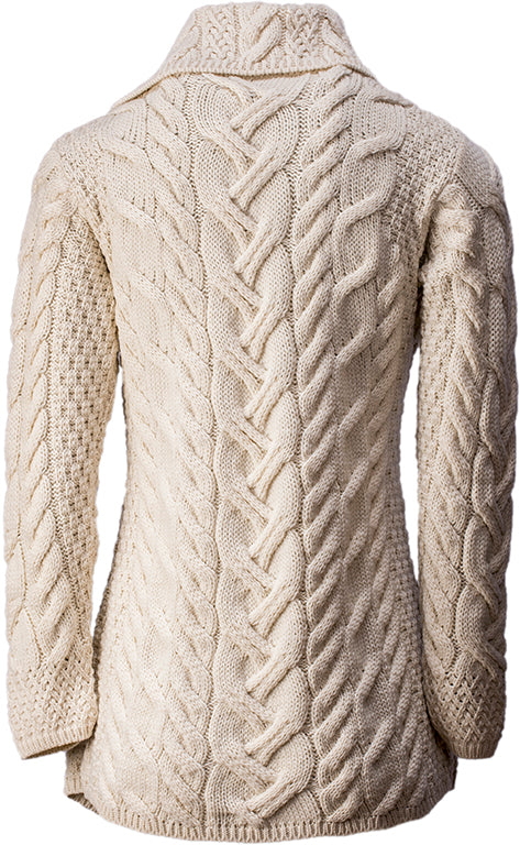 Aran Irish - Buttoned Longline Cardigan - Parsnip